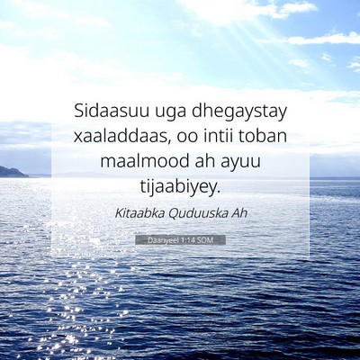 Picture 07 - Daanyeel 1:14 SOM - Sidaasuu uga dhegaystay xaaladdaas, oo intii - Bible Verse Picture