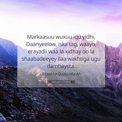 Picture 07 - Daanyeel 12:9 SOM - Markaasuu wuxuu igu yidhi, Daanyeelow, iska tag, - Bible Verse Picture