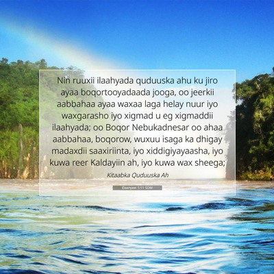 Picture 07 - Daanyeel 5:11 SOM - Nin ruuxii ilaahyada quduuska ahu ku jiro ayaa - Bible Verse Picture