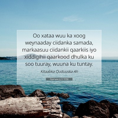 Picture 07 - Daanyeel 8:10 SOM - Oo xataa wuu ka xoog weynaaday ciidanka samada, - Bible Verse Picture
