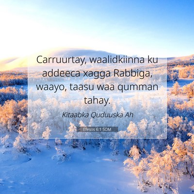 Picture 07 - Efesos 6:1 SOM - Carruurtay, waalidkiinna ku addeeca xagga - Bible Verse Picture