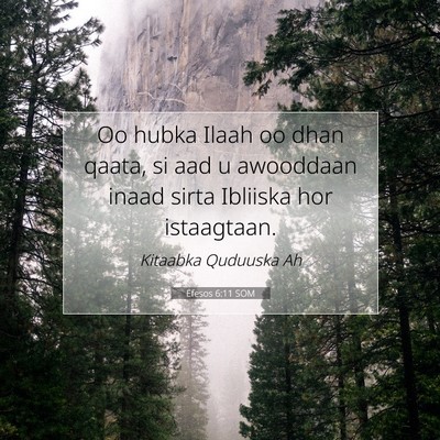 Picture 07 - Efesos 6:11 SOM - Oo hubka Ilaah oo dhan qaata, si aad u awooddaan - Bible Verse Picture