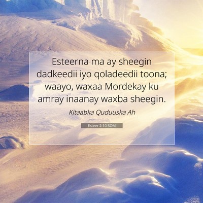 Picture 07 - Esteer 2:10 SOM - Esteerna ma ay sheegin dadkeedii iyo qoladeedii - Bible Verse Picture