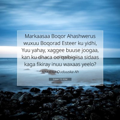Picture 07 - Esteer 7:5 SOM - Markaasaa Boqor Ahashwerus wuxuu Boqorad Esteer - Bible Verse Picture