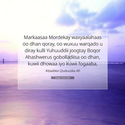 Picture 07 - Esteer 9:20 SOM - Markaasaa Mordekay waxyaalahaas oo dhan qoray, oo - Bible Verse Picture