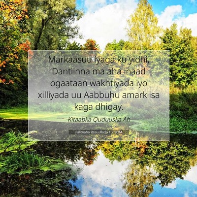 Picture 07 - Falimaha Rasuullada 1:7 SOM - Markaasuu iyaga ku yidhi, Dantiinna ma aha inaad - Bible Verse Picture