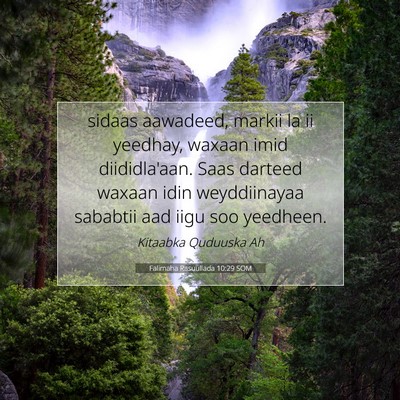 Picture 07 - Falimaha Rasuullada 10:29 SOM - sidaas aawadeed, markii la ii yeedhay, waxaan - Bible Verse Picture
