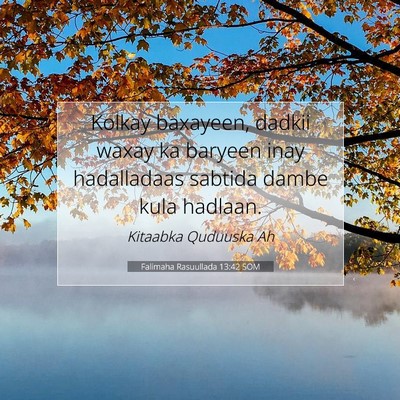 Picture 07 - Falimaha Rasuullada 13:42 SOM - Kolkay baxayeen, dadkii waxay ka baryeen inay - Bible Verse Picture