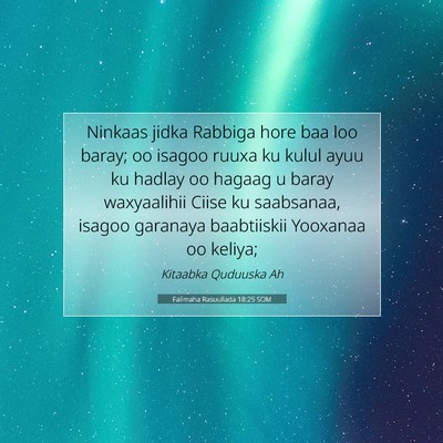 Picture 07 - Falimaha Rasuullada 18:25 SOM - Ninkaas jidka Rabbiga hore baa loo baray; oo - Bible Verse Picture