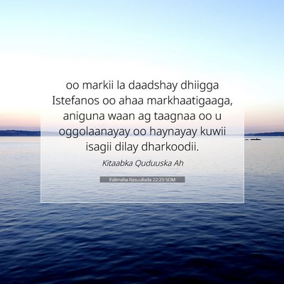 Picture 07 - Falimaha Rasuullada 22:20 SOM - oo markii la daadshay dhiigga Istefanos oo ahaa - Bible Verse Picture