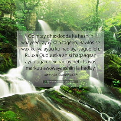 Picture 07 - Falimaha Rasuullada 28:25 SOM - Oo intay dhexdooda ka heshiin waayeen, ayay kala - Bible Verse Picture