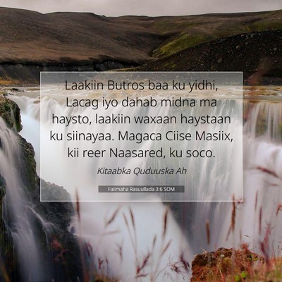 Picture 07 - Falimaha Rasuullada 3:6 SOM - Laakiin Butros baa ku yidhi, Lacag iyo dahab - Bible Verse Picture