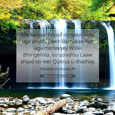 Picture 07 - Falimaha Rasuullada 4:36 SOM - Markaasaa Yuusuf oo rasuulladu ugu yeedhi jireen - Bible Verse Picture