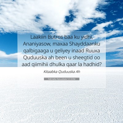 Picture 07 - Falimaha Rasuullada 5:3 SOM - Laakiin Butros baa ku yidhi, Ananiyasow, maxaa - Bible Verse Picture