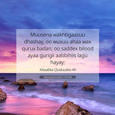 Picture 07 - Falimaha Rasuullada 7:20 SOM - Muusena wakhtigaasuu dhashay, oo wuxuu ahaa wax - Bible Verse Picture