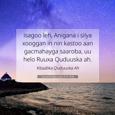 Picture 07 - Falimaha Rasuullada 8:19 SOM - isagoo leh, Anigana i siiya xooggan in nin kastoo - Bible Verse Picture