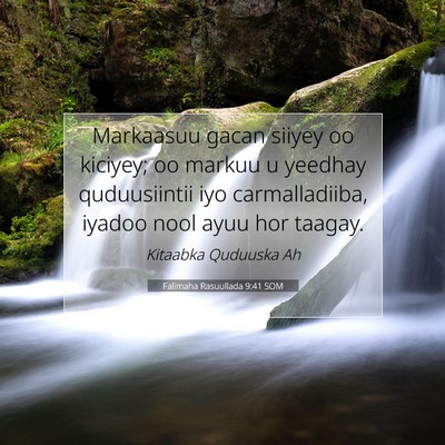Picture 07 - Falimaha Rasuullada 9:41 SOM - Markaasuu gacan siiyey oo kiciyey; oo markuu u - Bible Verse Picture