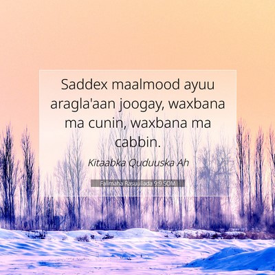 Picture 07 - Falimaha Rasuullada 9:9 SOM - Saddex maalmood ayuu aragla'aan joogay, waxbana - Bible Verse Picture