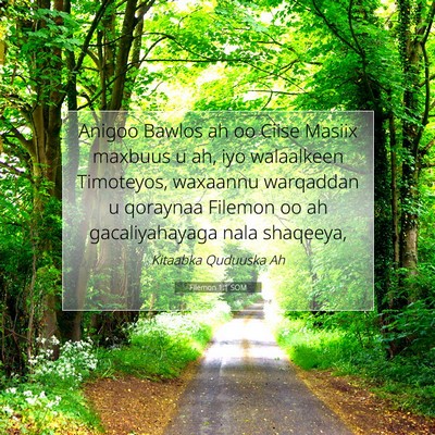 Picture 07 - Filemon 1:1 SOM - Anigoo Bawlos ah oo Ciise Masiix maxbuus u ah, - Bible Verse Picture