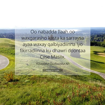 Picture 07 - Filiboy 4:7 SOM - Oo nabadda Ilaah oo waxgarasho kasta ka sarraysa - Bible Verse Picture