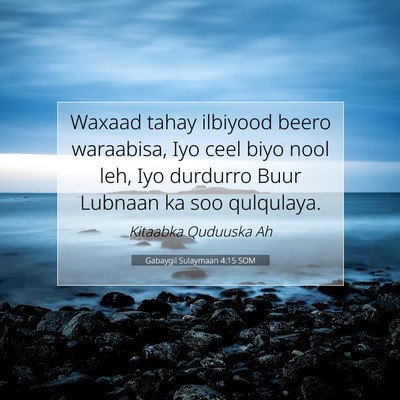Picture 07 - Gabaygii Sulaymaan 4:15 SOM - Waxaad tahay ilbiyood beero waraabisa, Iyo ceel - Bible Verse Picture