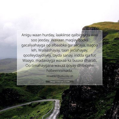 Picture 07 - Gabaygii Sulaymaan 5:2 SOM - Anigu waan hurday, laakiinse qalbigaygu waa soo - Bible Verse Picture