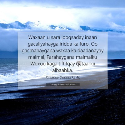 Picture 07 - Gabaygii Sulaymaan 5:5 SOM - Waxaan u sara joogsaday inaan gacaliyahayga - Bible Verse Picture