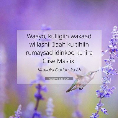 Picture 07 - Galatiya 3:26 SOM - Waayo, kulligiin waxaad wiilashii Ilaah ku tihiin - Bible Verse Picture