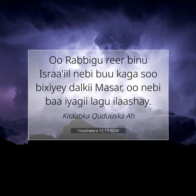 Picture 07 - Hoosheeca 12:13 SOM - Oo Rabbigu reer binu Israa'iil nebi buu kaga soo - Bible Verse Picture