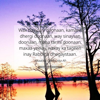 Picture 07 - Hoosheeca 4:10 SOM - Wax bay cuni doonaan, kamana dhergi doonaan, way - Bible Verse Picture