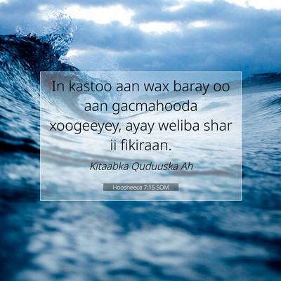 Picture 07 - Hoosheeca 7:15 SOM - In kastoo aan wax baray oo aan gacmahooda - Bible Verse Picture