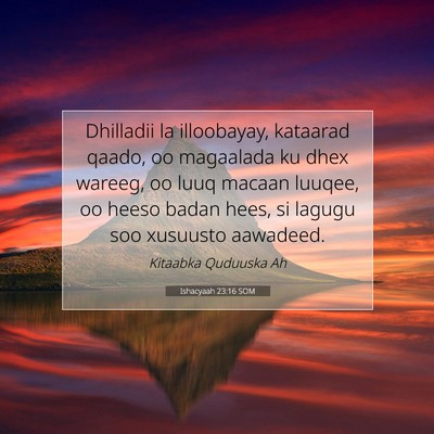 Picture 07 - Ishacyaah 23:16 SOM - Dhilladii la illoobayay, kataarad qaado, oo - Bible Verse Picture