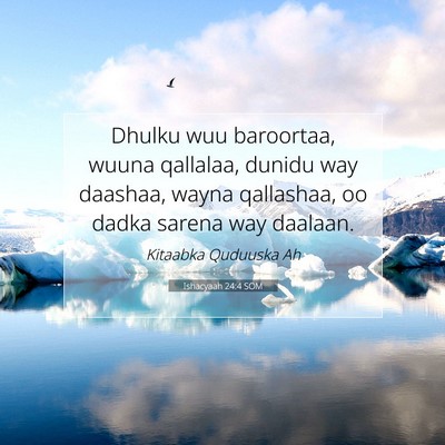 Picture 07 - Ishacyaah 24:4 SOM - Dhulku wuu baroortaa, wuuna qallalaa, dunidu way - Bible Verse Picture