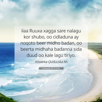 Picture 07 - Ishacyaah 32:15 SOM - ilaa Ruuxa xagga sare nalagu kor shubo, oo - Bible Verse Picture