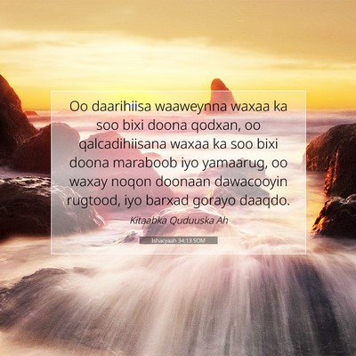 Picture 07 - Ishacyaah 34:13 SOM - Oo daarihiisa waaweynna waxaa ka soo bixi doona - Bible Verse Picture