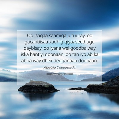 Picture 07 - Ishacyaah 34:17 SOM - Oo isagaa saamiga u tuuray, oo gacantiisaa xadhig - Bible Verse Picture