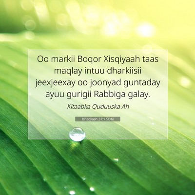 Picture 07 - Ishacyaah 37:1 SOM - Oo markii Boqor Xisqiyaah taas maqlay intuu - Bible Verse Picture