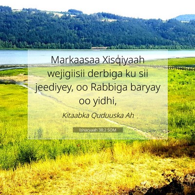 Picture 07 - Ishacyaah 38:2 SOM - Markaasaa Xisqiyaah wejigiisii derbiga ku sii - Bible Verse Picture