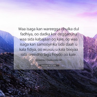 Picture 07 - Ishacyaah 40:22 SOM - Waa isaga kan wareegga dhulka dul fadhiya, oo - Bible Verse Picture