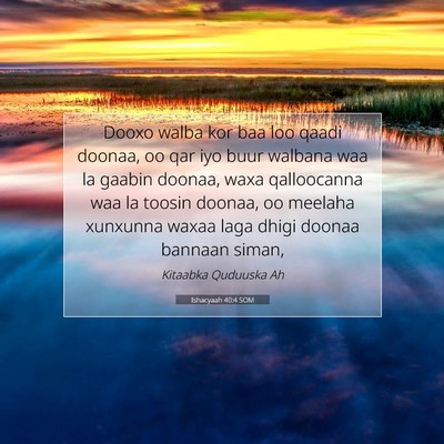 Picture 07 - Ishacyaah 40:4 SOM - Dooxo walba kor baa loo qaadi doonaa, oo qar iyo - Bible Verse Picture