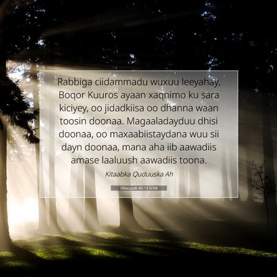 Picture 07 - Ishacyaah 45:13 SOM - Rabbiga ciidammadu wuxuu leeyahay, Boqor Kuuros - Bible Verse Picture