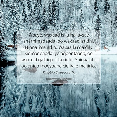 Picture 07 - Ishacyaah 47:10 SOM - Waayo, waxaad isku hallaysay sharnimadaada, oo - Bible Verse Picture