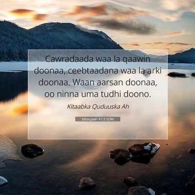 Picture 07 - Ishacyaah 47:3 SOM - Cawradaada waa la qaawin doonaa, ceebtaadana waa - Bible Verse Picture