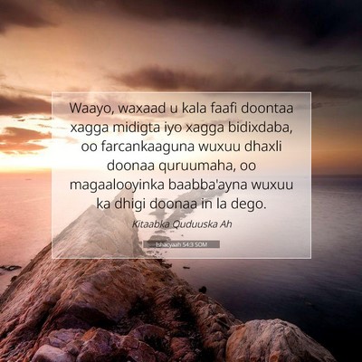 Picture 07 - Ishacyaah 54:3 SOM - Waayo, waxaad u kala faafi doontaa xagga midigta - Bible Verse Picture