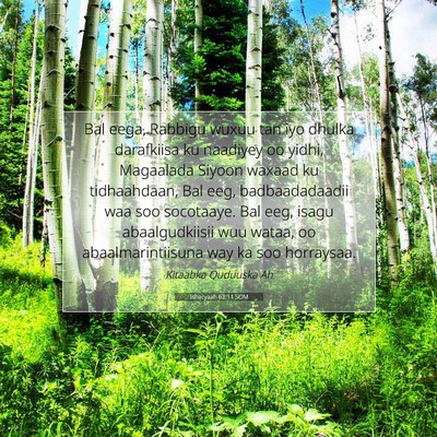 Picture 07 - Ishacyaah 62:11 SOM - Bal eega, Rabbigu wuxuu tan iyo dhulka darafkiisa - Bible Verse Picture