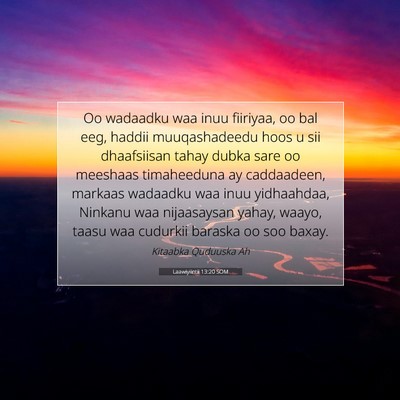 Picture 07 - Laawiyiintii 13:20 SOM - Oo wadaadku waa inuu fiiriyaa, oo bal eeg, haddii - Bible Verse Picture