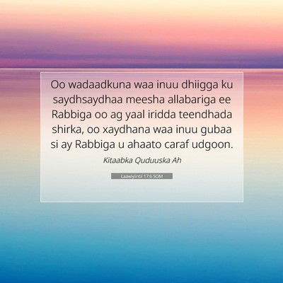 Picture 07 - Laawiyiintii 17:6 SOM - Oo wadaadkuna waa inuu dhiigga ku saydhsaydhaa - Bible Verse Picture