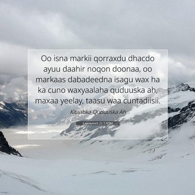 Picture 07 - Laawiyiintii 22:7 SOM - Oo isna markii qorraxdu dhacdo ayuu daahir noqon - Bible Verse Picture