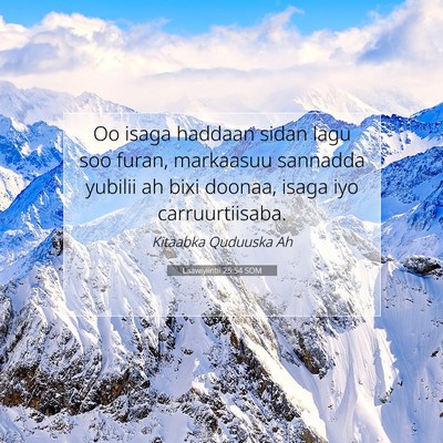 Picture 07 - Laawiyiintii 25:54 SOM - Oo isaga haddaan sidan lagu soo furan, markaasuu - Bible Verse Picture