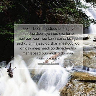 Picture 07 - Laawiyiintii 27:19 SOM - Oo kii beerta quduus ka dhigay hadduu doonayo - Bible Verse Picture